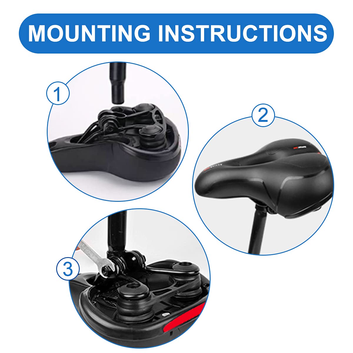 Roryimke Comfortable Bike Seat Replacement Bike Saddle Dual Shock Absorbing Ball Anti-Slip Bicycle Saddle Waterproof Bicycle Seat for Men Women Universal Fit for Exercise Indoor Mountain Road Bikes