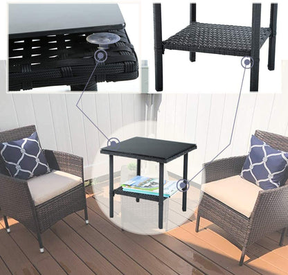 FDW Wicker Patio Furniture 3 Piece Furniture Patio Chairs Outdoor Rattan Conversation Bistro Set for Backyard Porch Poolside Lawn (Black) 🍁 All In One Marketplace Canada