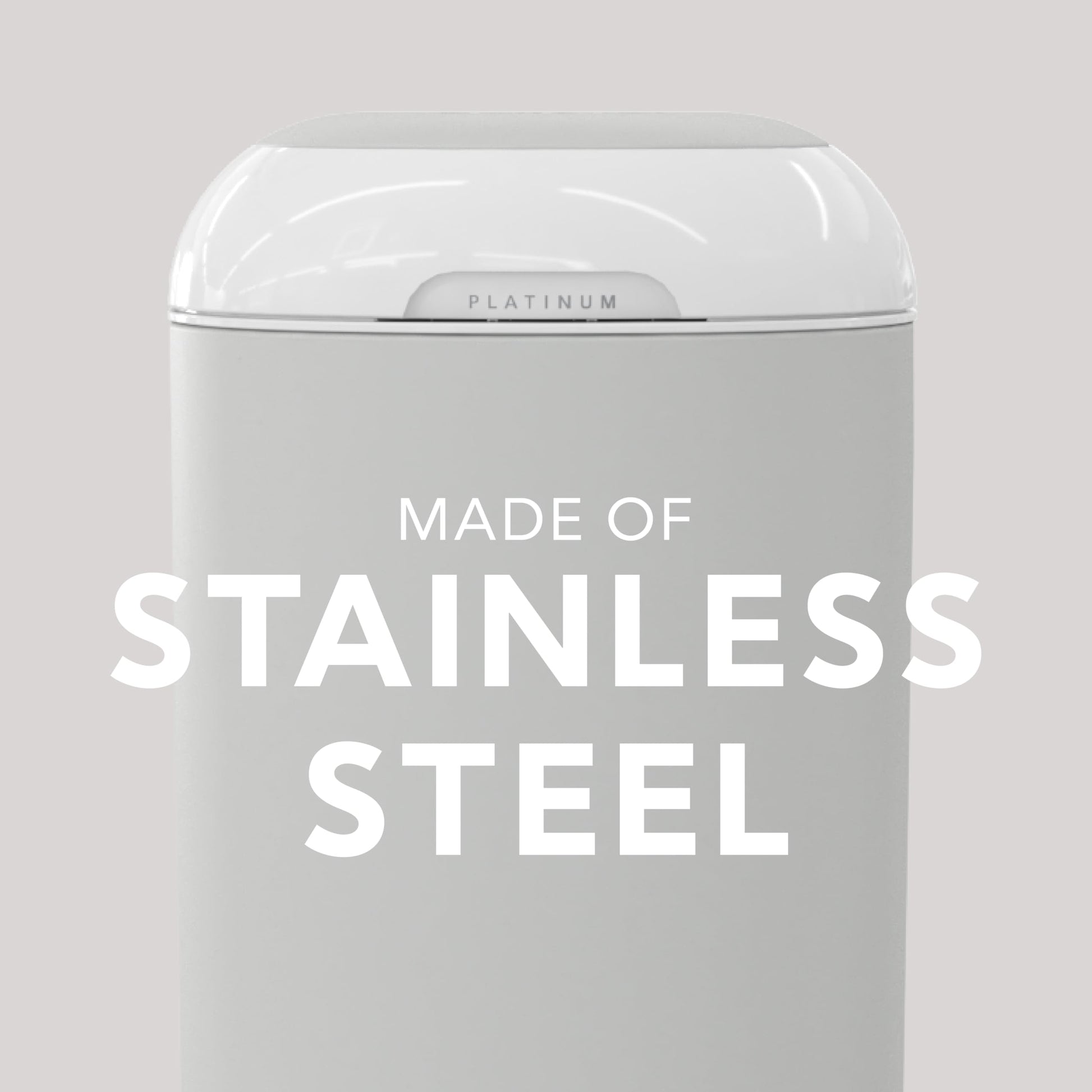 Diaper Genie Platinum Diaper Pail, Stone Grey - Made in Durable Stainless Steel and Includes 1 Easy Roll Refill with 18 Bags - Available at All In One Marketplace Canada