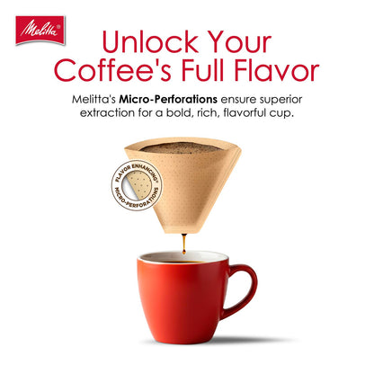 MELITTA Natural Brown #4 Cone Filters, Cone Coffee Filters, Replacement Filters, Coffee Maker Filters, Natural Brown, 6 Package of 100 Count filter