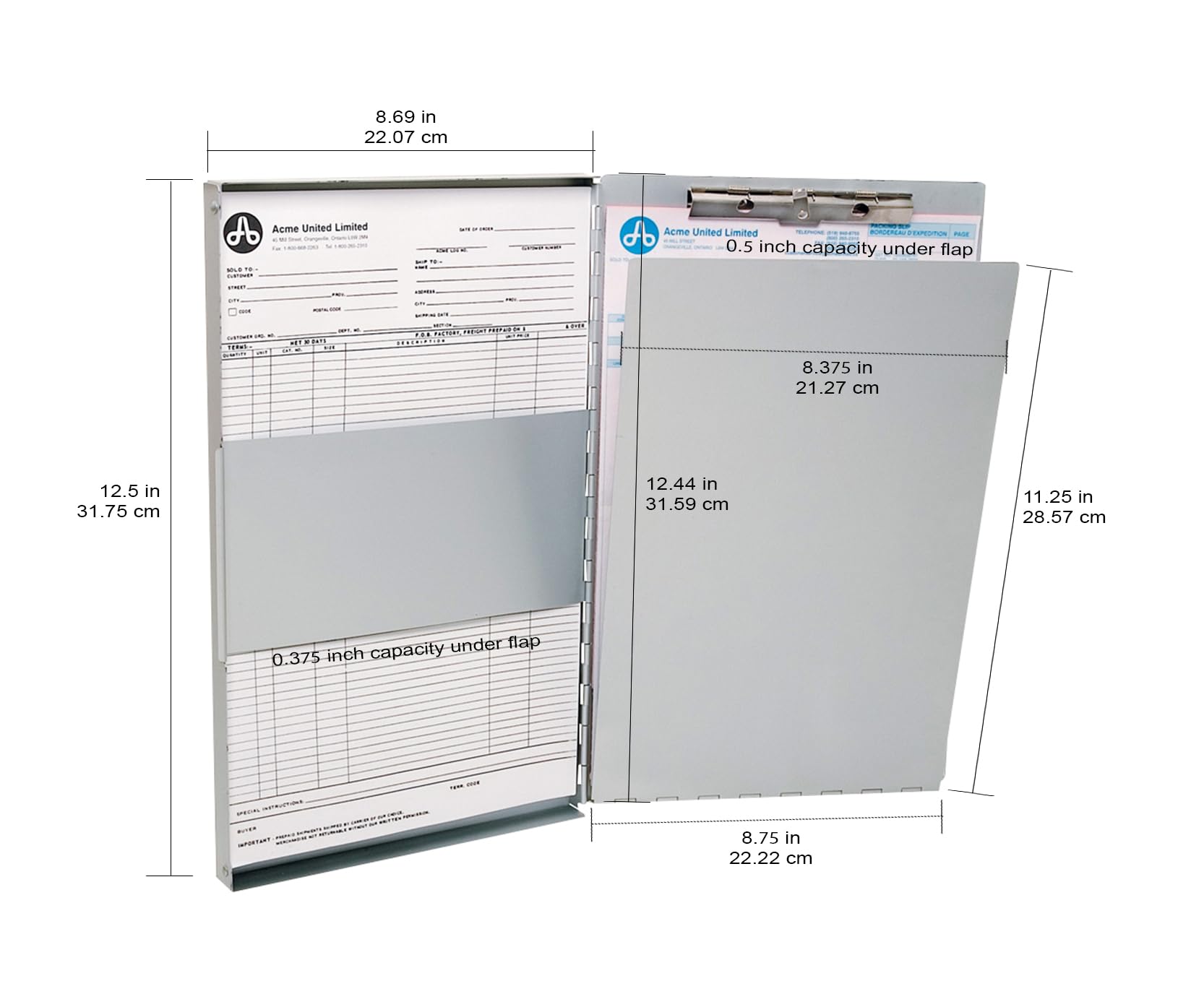 Westcott Side-Hinged Sheet Holder, Letter Size (9" x 12"), Durable Aluminum Clipboard Folder with Steel Clips, 30-Page Capacity, Secure Document Storage for Office, Field, and Industrial Use (38012) Westcott