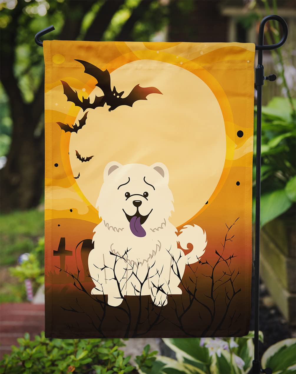 Caroline's Treasures BB4406GF Drapeau de jardin Halloween Chow Chow blanc, petit, multicolore