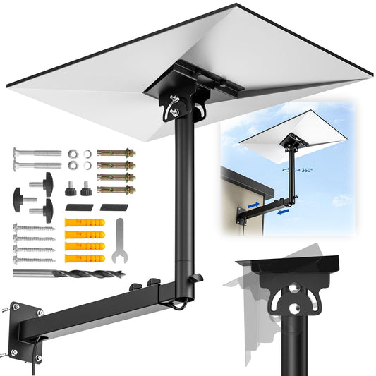 Starlink Mount, 360°Adjustable Starlink Gen 3 Mount Telescoping Support Arm with Pipe Adapter, Rustproof, Weatherproof for Concrete Walls/Wood Walls, Easy Installation for Starlink Standard 4/4X/V3