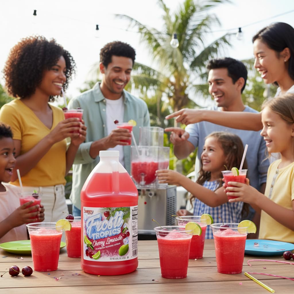 Snappy Frosti Tropics Cherry Limeade Slushy Mix, Slushie Syrups for Machine, Granita Slushy Syrup, Slushie Mix For Frozen Drink Blender, 1/2 Gallon 🍁 All In One Marketplace Canada