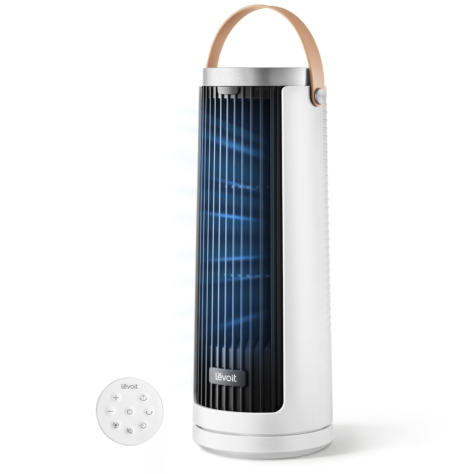 Levoit Mini Tower Fan for Bedroom, Quiet Cooling Desk Fan with Upgraded DC Motor, 20dB Ultra Silent, Portable Small Standing Fan with 5 Speeds, Multi‑Angle Oscillation, Remote & 12H Timer, Windi