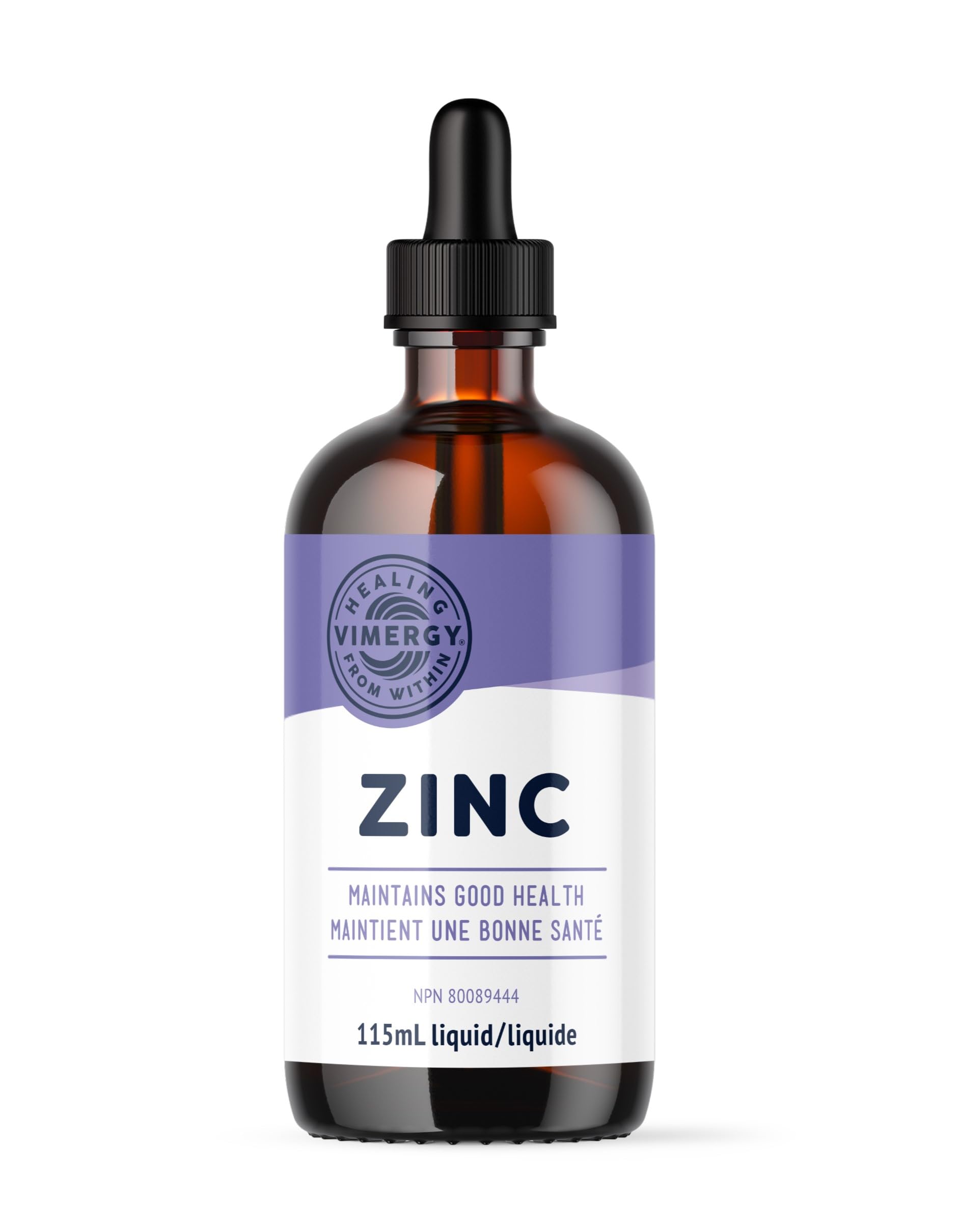 VIMERGY Liquid Zinc – Fast-Absorbing Immune Support – Promotes Healthy Bones & Skin – Organic, Vegan, Non-GMO – 57 Servings (115 mL) - Available at All In One Marketplace Canada