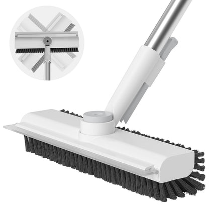 Floor Scrub Brush with Long Handle, 3 in 1 Scrape and Heavy-Duty Stiff Bristle Scrubber Brush for Cleaning Shower Bathroom, Patio, Garage, Kitchen, Wall and Deck - Available at All In One Marketplace Canada