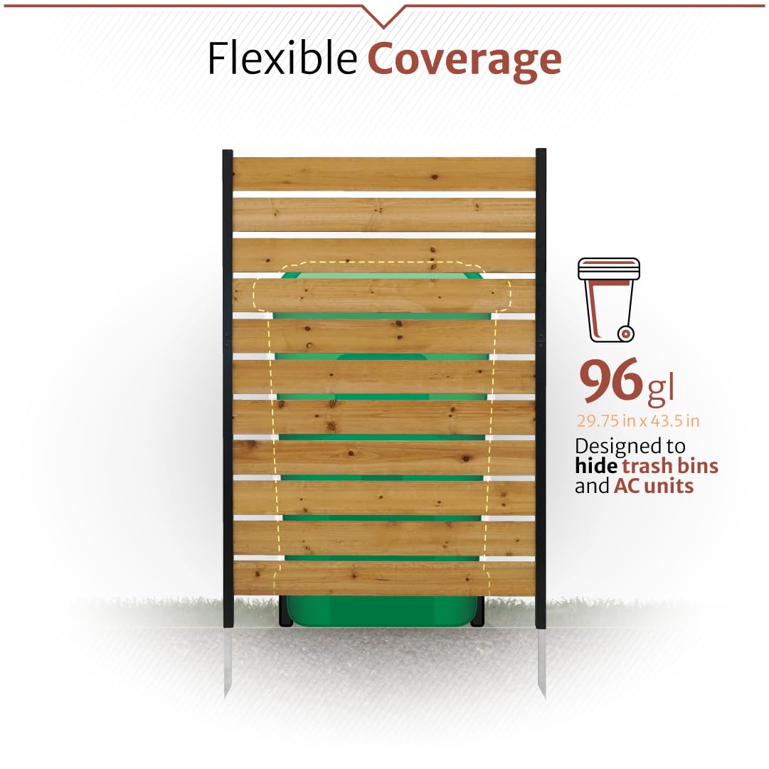 5ft H x 3.2ft W (1 Panel) No Dig Enclo Concord Cedar Wood Privacy Screen, Great to Hide Trash Cans, Decorative Patio Privacy Screen, Outdoor Fence, Air Conditioner Fence, EC18022 Enclo Privacy Screens
