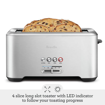 Breville A Bit More 4 Slice Toaster, silver - BTA730XL, 16.1 x 8.1 x 7.6 inches - Available at All In One Marketplace Canada