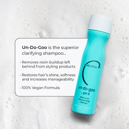 Malibu C Un-Do-Goo Clarifying Shampoo for Build Up - Deep Cleansing Treatment for Styling Product Residue - Weekly Scalp Detox, Shine Restoring, Sulfate-Free Hair Cleanser for Women & Men, 9oz