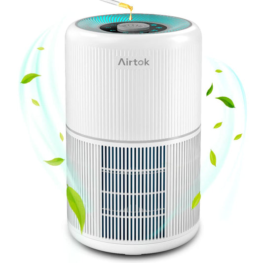 AIRTOK Air Purifiers for Bedroom Home, H13 True HEPA Air Filter for Smoke, Dust, Odors, Pollen, Pet Dander 99.97% Removal, Air Purifiers Large Room with Fragrance Sponge, White? - Available at All In One Marketplace Canada
