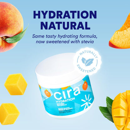 Cira Hydration Electrolytes Powder - Daily Electrolyte Powder, Sugar Free Naturally Flavoured & Sweetened w Stevia, Hydration Powder w Himalayan Salt for Dehydration Relief - Peach Mango, 45 Servings