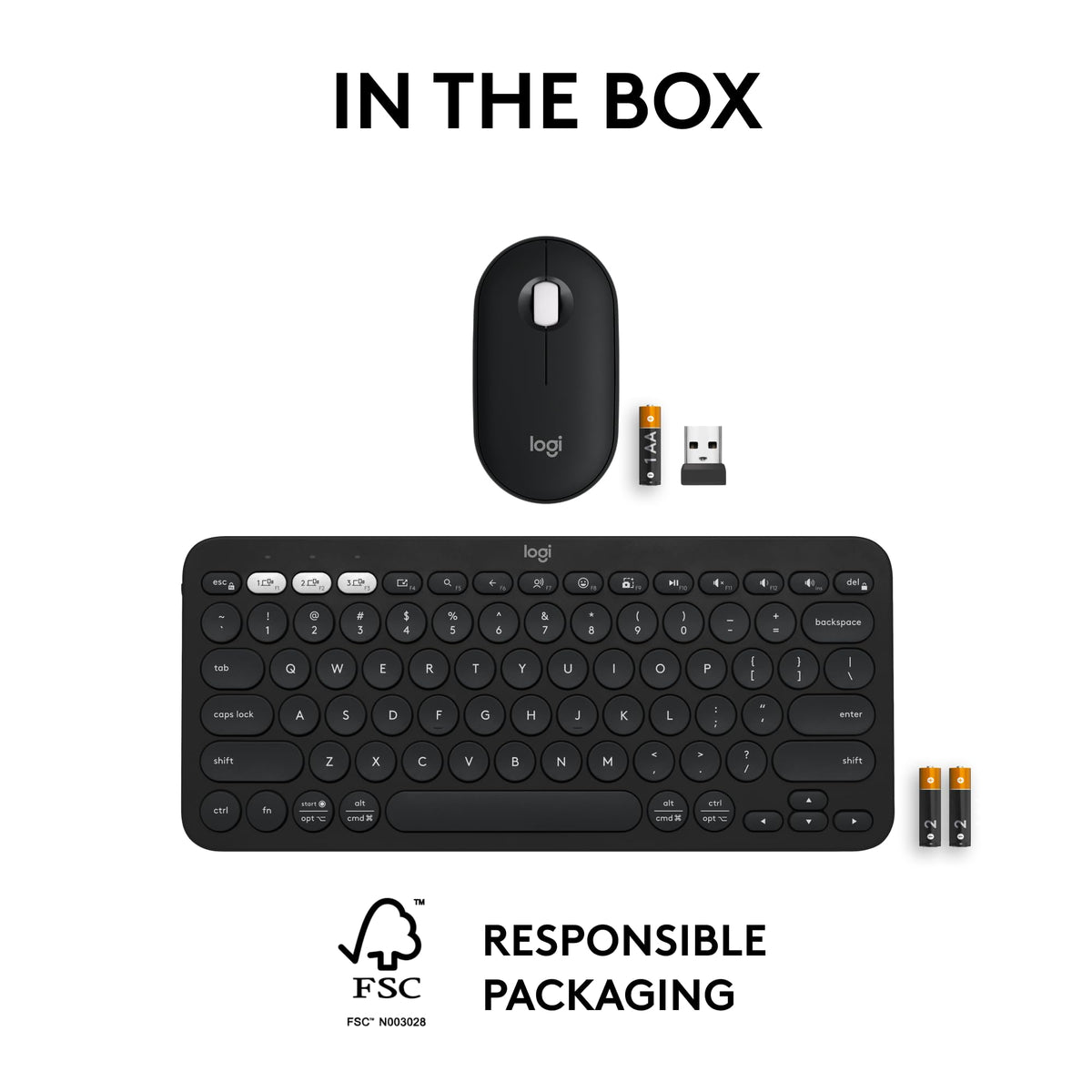 Logitech Pebble 2 Silent Compact Wireless Keyboard and Mouse Combo - Black
