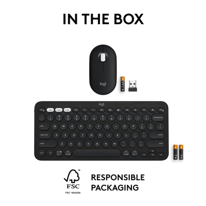 Logitech Pebble 2 Silent Compact Wireless Keyboard and Mouse Combo - Black