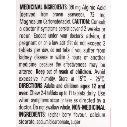 Gaviscon Max Relief Tablets - 100 Count - Chewable Foaming Antacid Tablets for Day and Night Heartburn Relief, Acid Reflux and GERD Relief, Berry Blend - Free of Aluminum, Lactose and Gluten