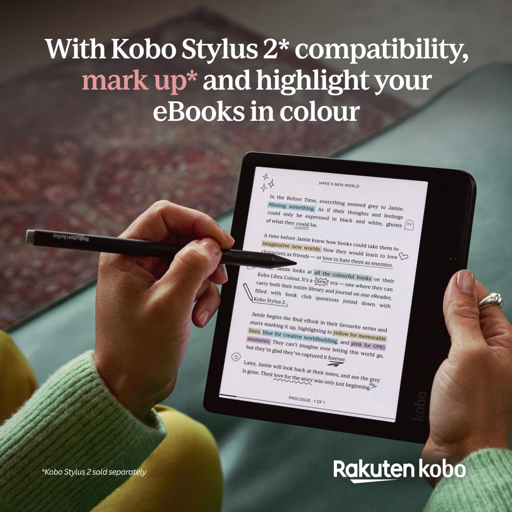 Kobo Libra Colour | eReader | 7” Glare-Free Colour E Ink Kaleido 3 Display | Dark Mode Option | Audiobooks | Waterproof | Black