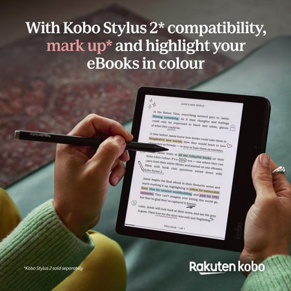 Kobo Libra Colour | eReader | 7” Glare-Free Colour E Ink Kaleido 3 Display | Dark Mode Option | Audiobooks | Waterproof | Black