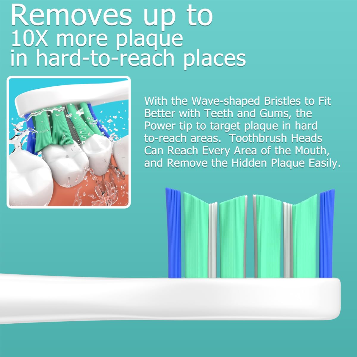 Toothbrush Head Compatible with Philips Sonicare Electric Toothbrush, Replacement Brush Heads for Phillips Sonicare 4100 5100 6100 9900 C2 W3 and More Click-on Handles (8white+8black) - Available at All In One Marketplace Canada