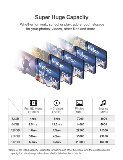 Netac 32GB Micro SD Card Micro Mini SD Card SDHC UHS-I Memory Card, High Speed TF Card up to 90MB/s - Full HD Video Recording U1, Class10, V10, A1
