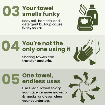 Clean Skin Club Bamboo Viscose Clean Towels® XL 100% USDA Biobased Face Towel, Disposable Face Towelette, Makeup Remover Dry Wipes, Ultra Soft, 50 Ct, 1 Pack - Available at All In One Marketplace Canada