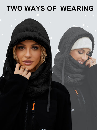 VELAI Balaclava Fleece Ski Mask for Men Women Winter Face Masks Windproof Hooded Scarf Cold Weather Hat Neck Warmer, Black, One Size 🍁 All In One Marketplace Canada
