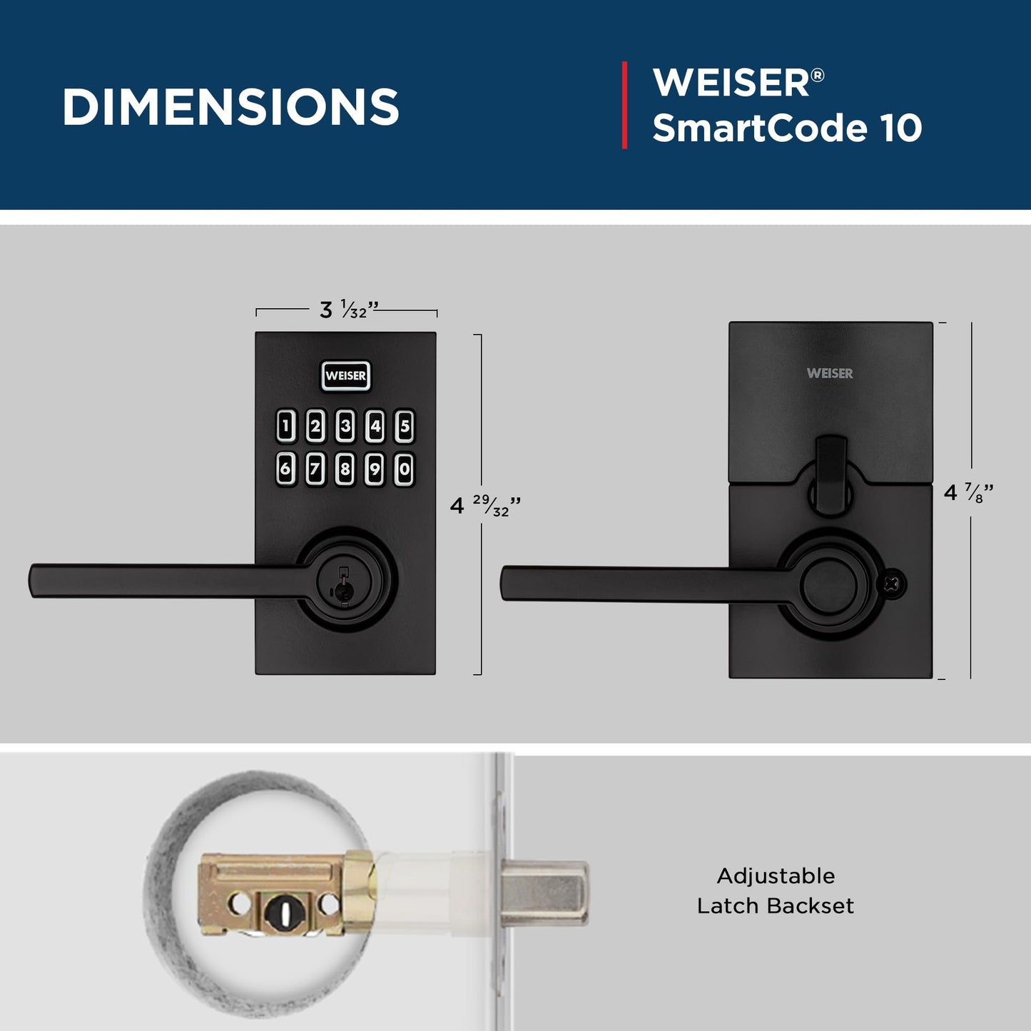 Weiser Smartcode 10 Matte Black Keyless Entry Door Lock with Handle/Deadbolt Lock, Keypad Door Lock with Auto Lock, Up to 30 User Codes, Electronic Door Handles/Door Locks for Entry Door & Garage Weiser