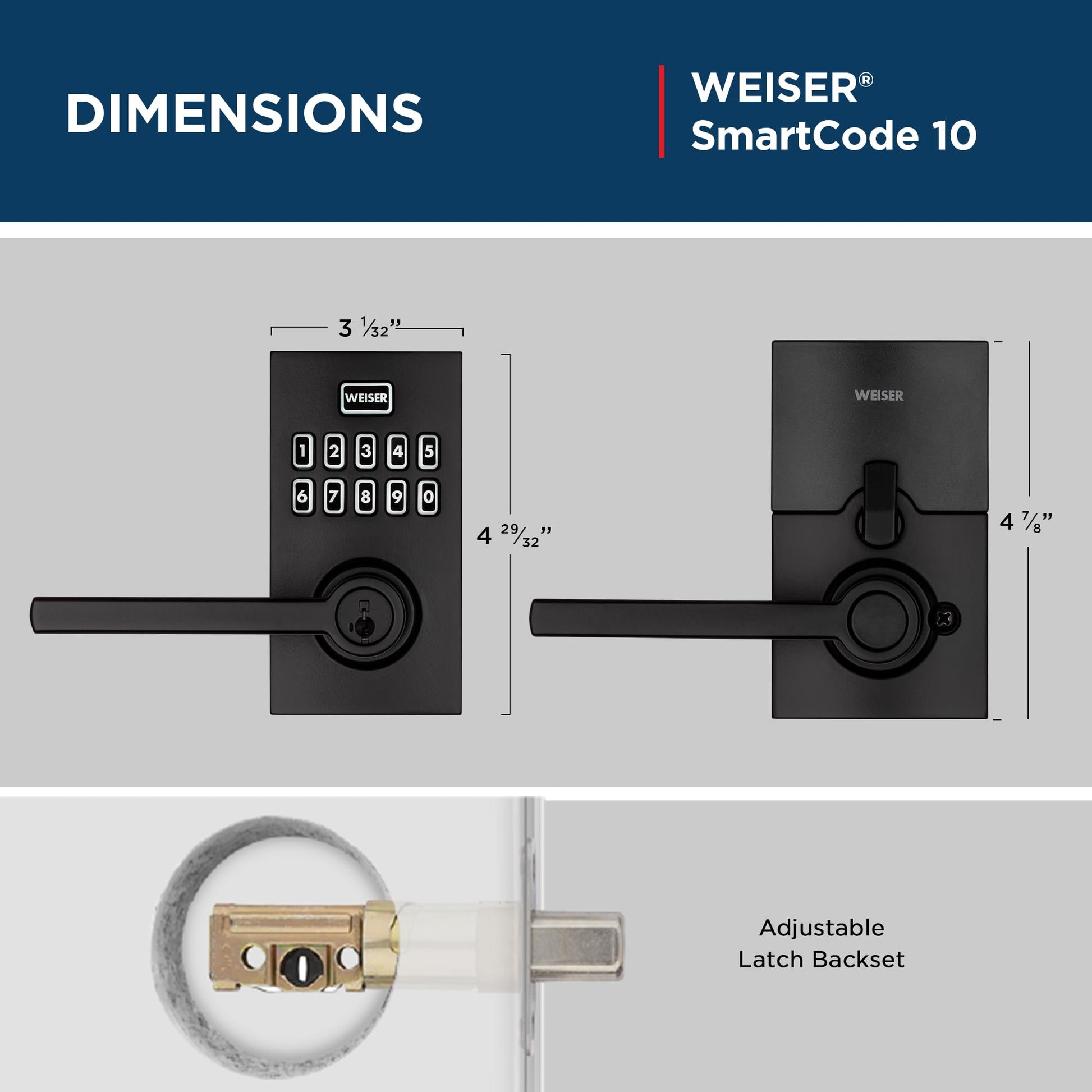 Weiser Smartcode 10 Matte Black Keyless Entry Door Lock with Handle/Deadbolt Lock, Keypad Door Lock with Auto Lock, Up to 30 User Codes, Electronic Door Handles/Door Locks for Entry Door & Garage Weiser