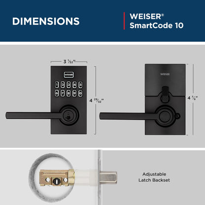 Weiser Smartcode 10 Matte Black Keyless Entry Door Lock with Handle/Deadbolt Lock, Keypad Door Lock with Auto Lock, Up to 30 User Codes, Electronic Door Handles/Door Locks for Entry Door & Garage Weiser