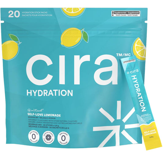 Cira Hydration Electrolytes Packets - Cira x Alicia McCarvell's Electrolyte Powder, Sugar Free w/Himalayan Salt & Magnesium, Daily On-the-Go Hydration Packets - Self Love Lemonade, 20 Servings