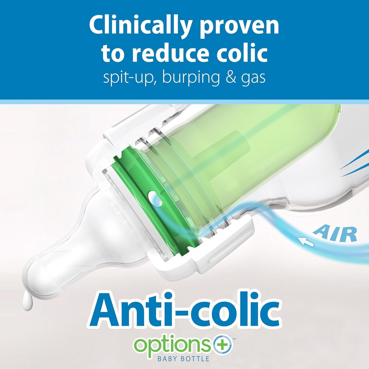 Dr. Brown’s Natural Flow® Anti-Colic Options+™ Narrow Baby Bottle, 8 oz/250 ml, Bear and Owl, 2 pack
