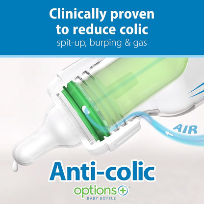 Dr. Brown’s Natural Flow® Anti-Colic Options+™ Narrow Baby Bottle, 8 oz/250 ml, Bear and Owl, 2 pack