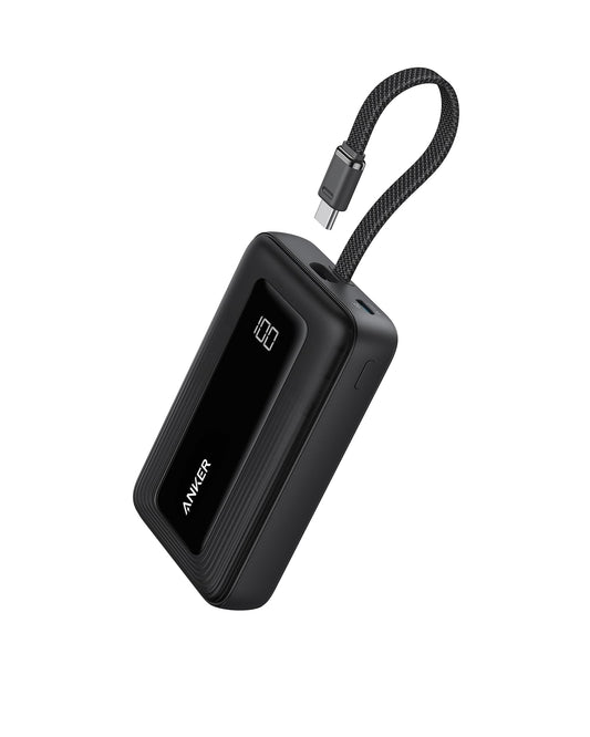 Anker Zolo Power Bank (2025 Upgraded Version), 20,000mAh 30W High-Speed Portable Charger with Built-in USB-C Cable, Battery Pack for iPhone 17/16 / 15 Series, Galaxy, and More (20000, Amp Hours)