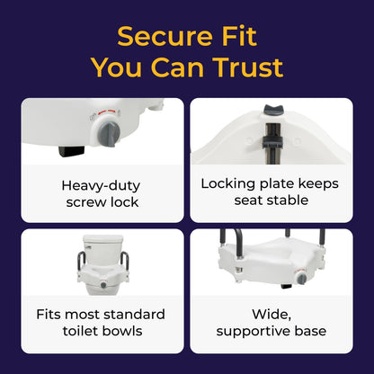 Drive Medical RTL12027RA 2-in-1 Raised Toilet Seat with Removable Padded Arms, Standard Seat