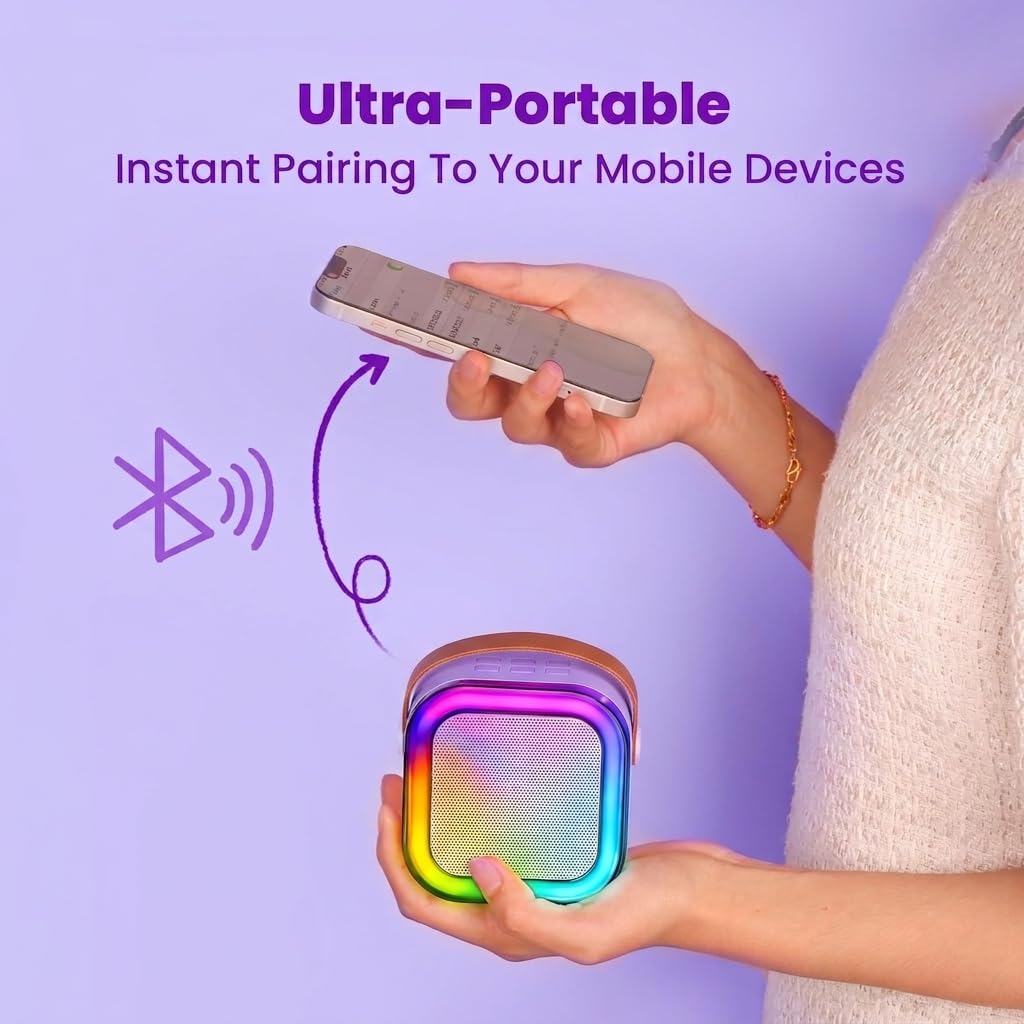 IROO Mini Karaoke Machine for Kids, 2026 TOP Kids Toys Birthday Gifts Ideas for Girls Boys Ages 3-12+ Years Old, Portable Bluetooth Speaker with 2 Wireless Mics, Noisemaker Toys for Party(Purple)