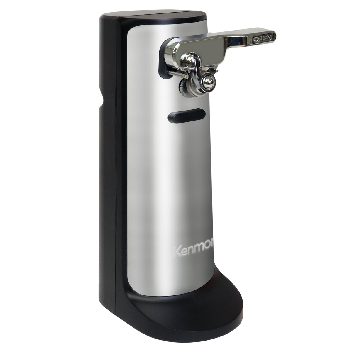 Kenmore Electric Can Opener - Hand Friendly, Bottle Opener, Knife sharpener, Latas Abrelatas, Cord Storage, Automatic Countertop appliance Stainless Steel detachable cutting lever