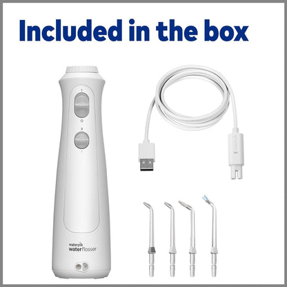 Waterpik Cordless Pearl Rechargeable Portable Water Flosser for Teeth, Gums, Braces Care and Travel with 4 Flossing Tips - CDA Validated, WF-13 White, Packaging May Vary - Available at All In One Marketplace Canada
