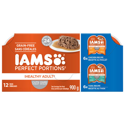 IAMS Perfect PORTIONS Adult Wet Cat Food, Chicken & Tuna, 75g (12 Pack)