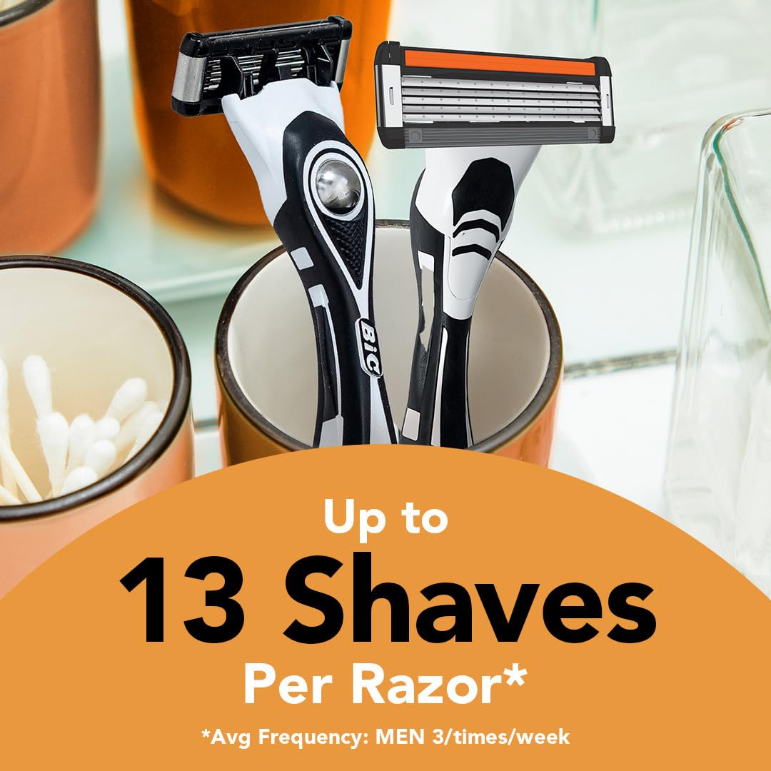 BIC Flex 5 Men's Refillable 5-Blade Razors with 1 Handle and 7 Cartridges, Up to 13 Shaves Per Cartridge, Men's Razors for First Apartment Essentials - Available at All In One Marketplace Canada