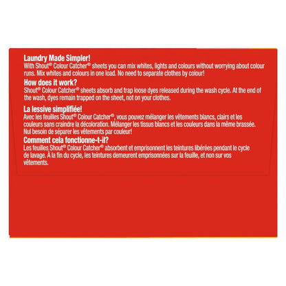Shout Colour Catcher Dye-Trapping Sheets for Laundry, Allow Mixed Washes, Prevent Color Runs and Maintain Original Clothing, 72 Count - Available at All In One Marketplace Canada