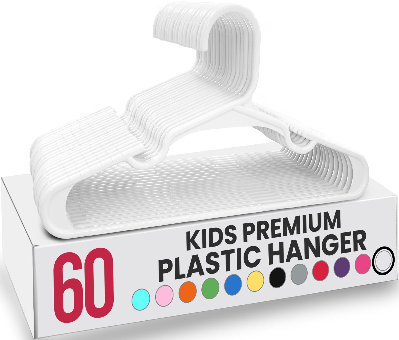 Utopia Home Kids Hangers - Plastic Baby Hangers for Closet - Childrens Hangers for Clothes & Infant Hangers for Closet - Ideal for Everyday Standard Use (White, Pack of 60) - Available at All In One Marketplace Canada