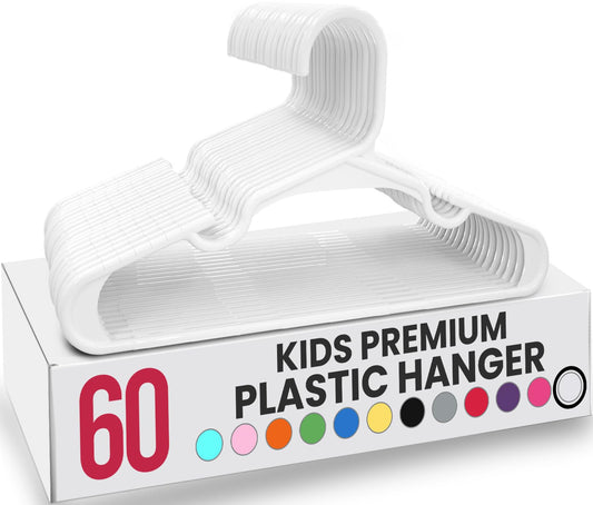 Utopia Home Kids Hangers - Plastic Baby Hangers for Closet - Childrens Hangers for Clothes & Infant Hangers for Closet - Ideal for Everyday Standard Use (White, Pack of 60) - Available at All In One Marketplace Canada