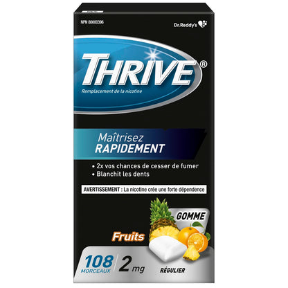Thrive Nicotine Replacement Gum, 2mg Regular Strength, Fruit, 108 Count Thrive