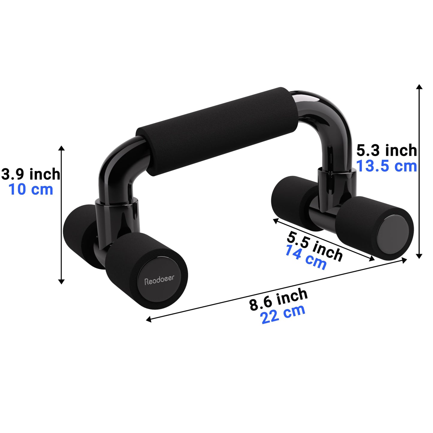 Readaeer Push Up Bars Gym Exercise Equipment Fitness 1 Pair Pushup Handles with Cushioned Foam Grip and Non-Slip Sturdy Structure Push Up Bars for Men & Women（Black）