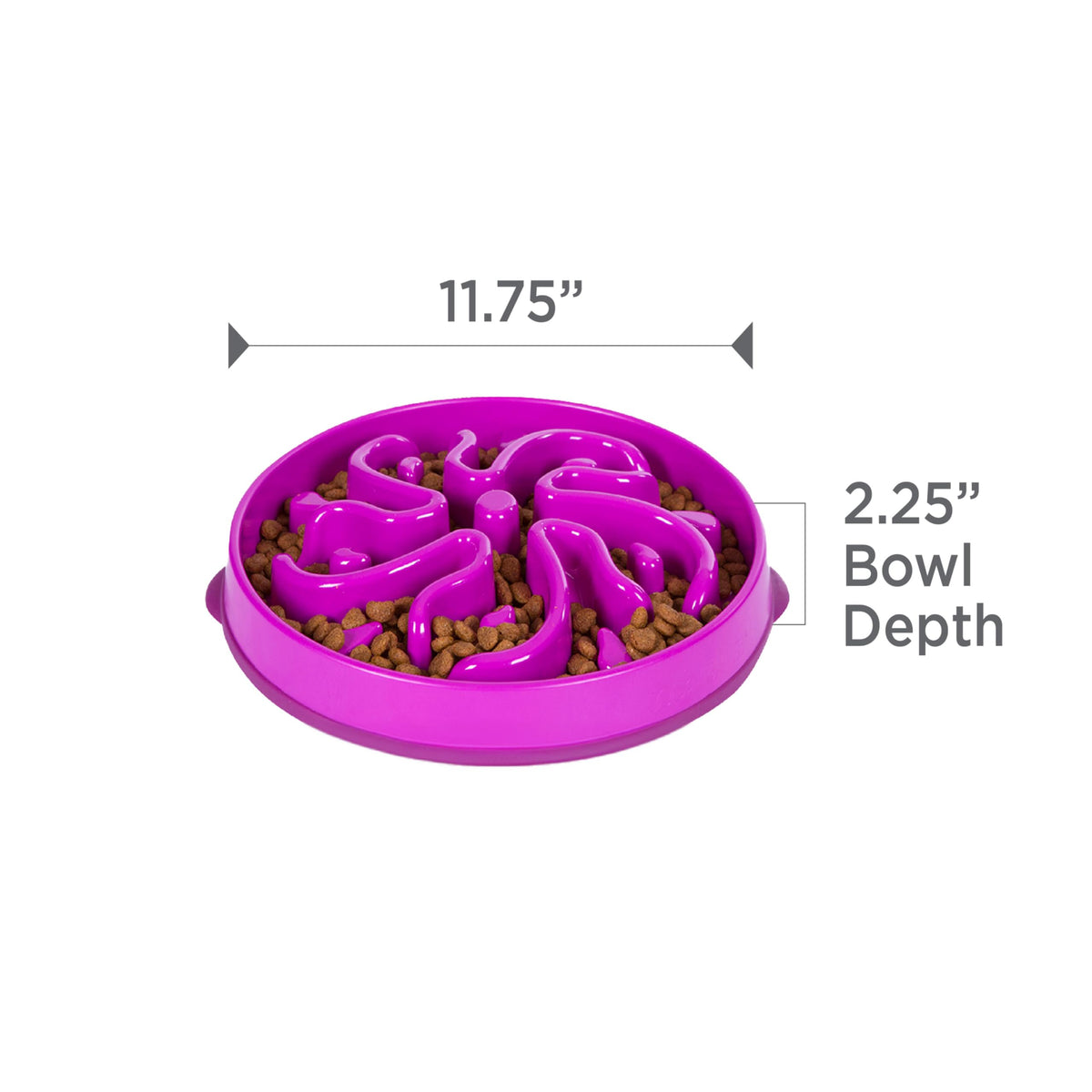 Fun Feeder Slo Bowl – Large 4‑Cup Capacity, Slow Feeding, Medium to Large Dogs, Non‑Slip, Purple, Flower Pattern