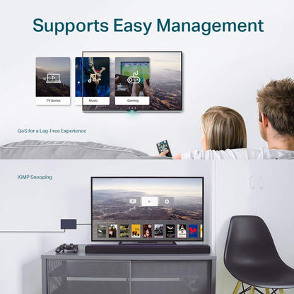 TP-Link 8 Port Gigabit Easy Smart Switch (TL-SG108E) – Managed, Plug & Play, Metal Housing, QoS, VLAN, IGMP, LAG, Desktop/Wall Mount, Limited Lifetime Protection