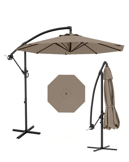 10FT Patio Umbrella,Waterproof 8-Rib Heavy-Duty Outdoor Umbrella, Brown 🍁 All In One Marketplace Canada