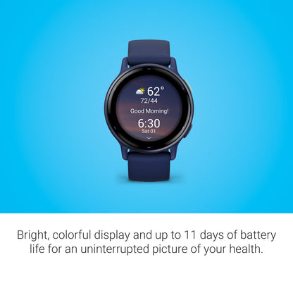 Garmin vívoactive 5, Health and Fitness GPS Smartwatch, AMOLED Display, Up to 11 Days of Battery, Navy