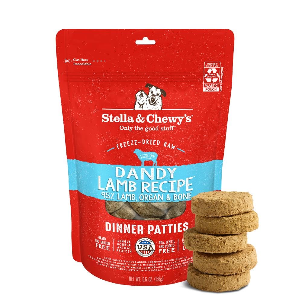Stella & Chewy’s Freeze Dried Raw Dinner Patties – Grain Free Dog Food, Protein Rich Dandy Lamb Recipe – 156g Bag