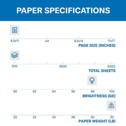 Hammermill Printer Paper, Laser Print Copy Paper, 32lb, 8.5 x 11, Letter, 98 Bright - 1 Pack / 500 Sheets (104646R) Hammermill