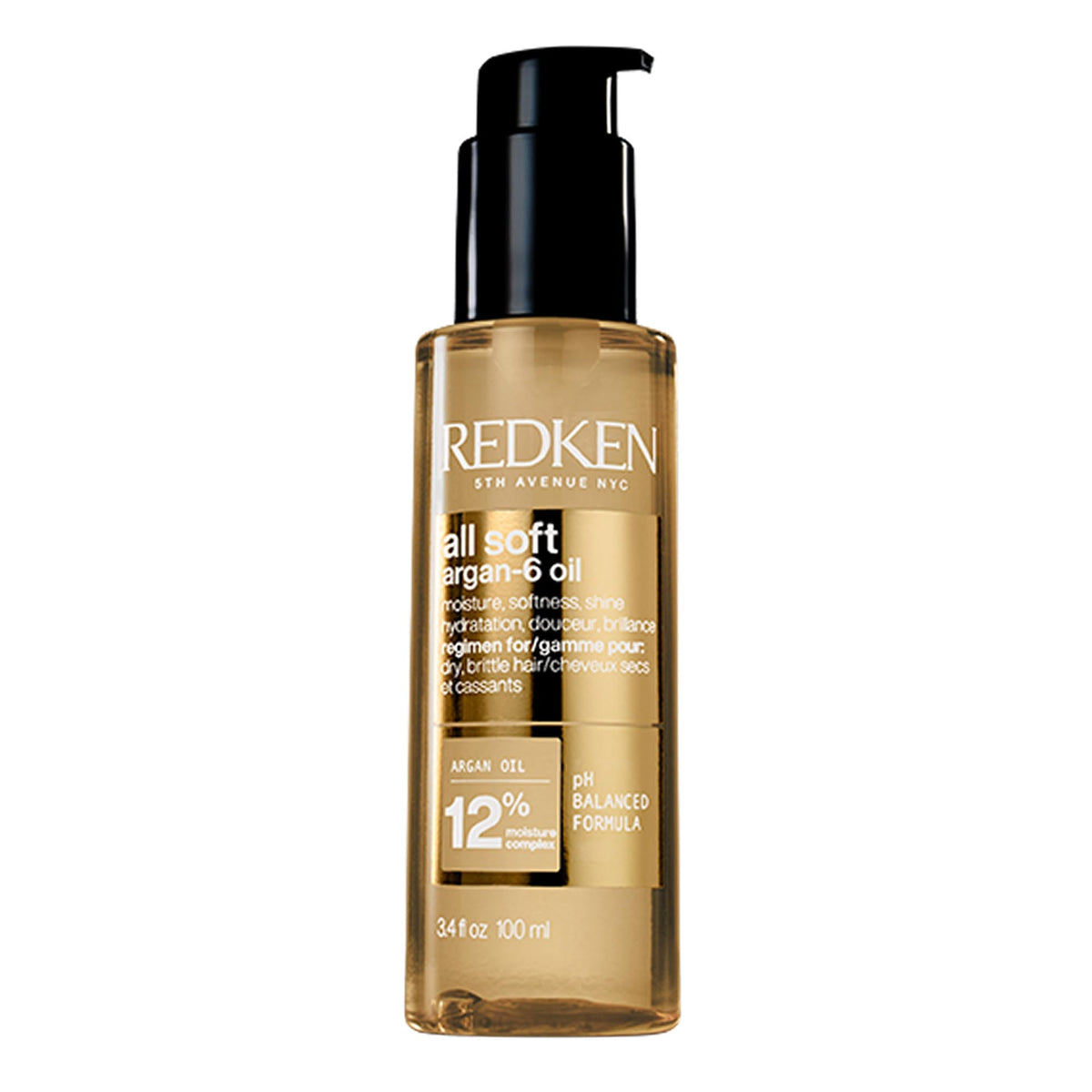 Redken All Soft Argan-6 Multi-benefit Oil, Adds Moisture to dry hair, Softness and Shine, Heat Protection, Protects Color Vibrancy, Reduces Frizz, 100mL